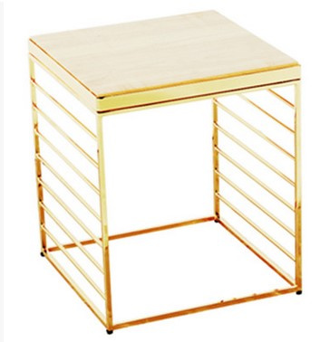 Galvanized Iron Wire Table Combined with Custom Solid Wood and Metal Furniture Factory Outlet Metal Wire The Coffee Table (M-X3728)