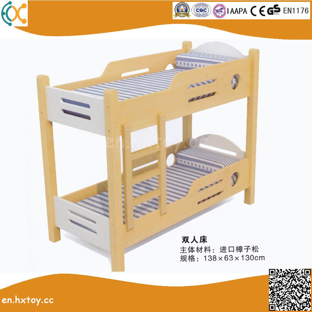 Preschool Wood Furniture Children Wooden Double Bed
