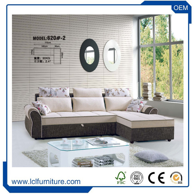 Patchwork Sofa Blue Sky with Wooden Legs Sofa Bed