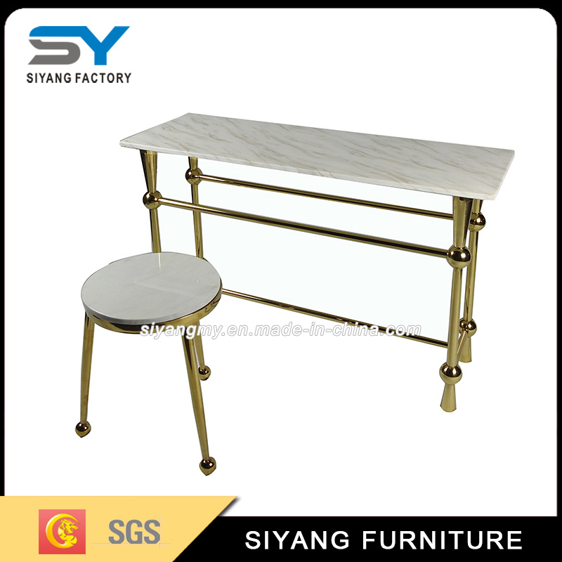 Living Room Mirror and Stool Set Console Table