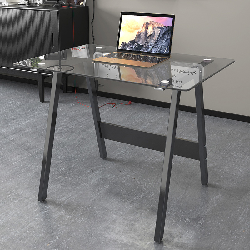 Home Black Glass Computer Table