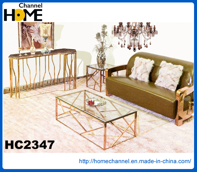 Modern furniture Metal Coffee Table with Glass (HC2347)