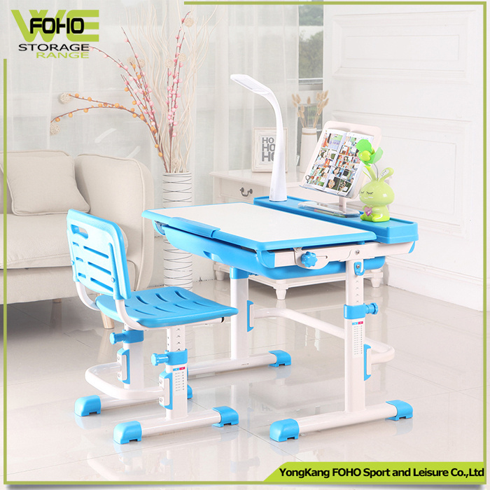 Drawing Adjustable Kids Cheap Study Table with Attached Chair