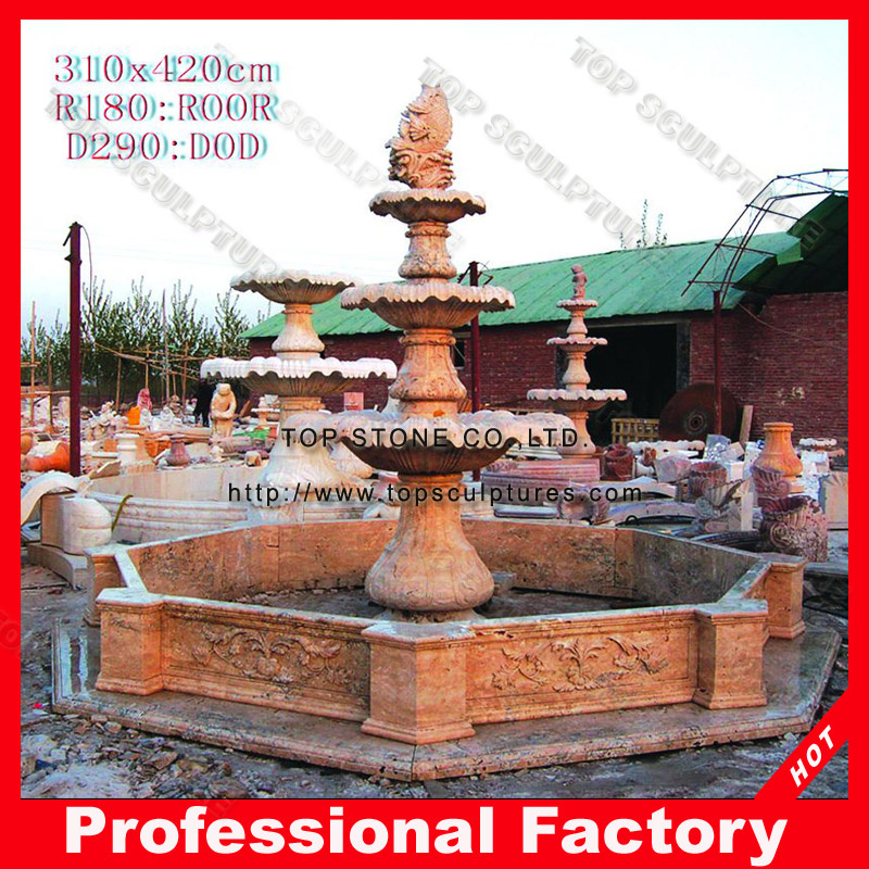 Sunset Red Marble Fountain for Garden Decoration