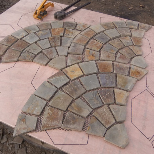 Popular Golden White Natural Stone Mesh Slate (SMC-R041)