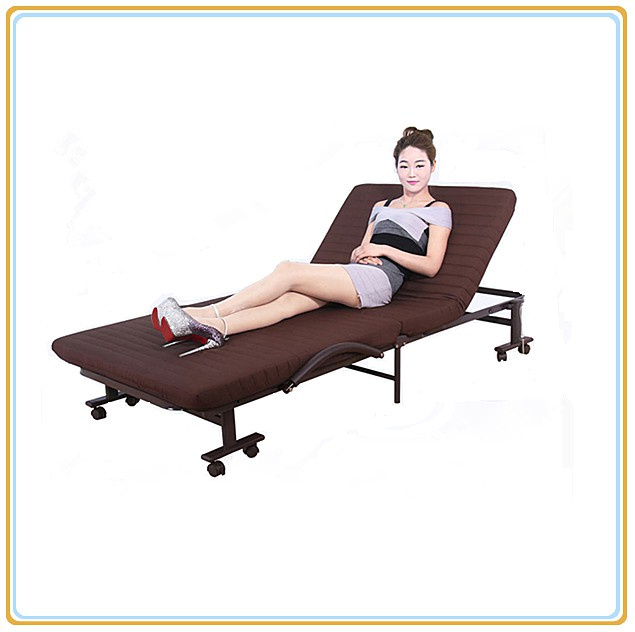 Portable Folded Bed with Brown Mattress 190*70cm/Foldable Bed