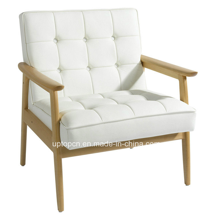 White Leather Upholstered Solid Wood Hotel Chair (SP-EC729)
