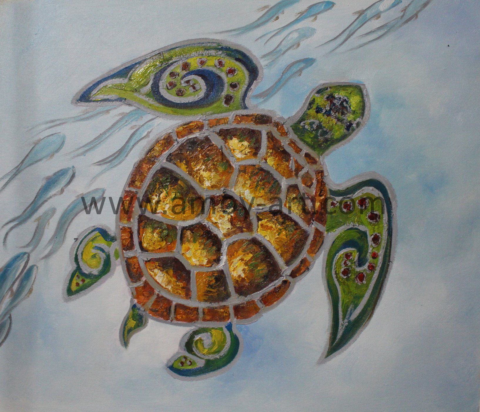 Wholesale Handmade Canvas Wall Art Turtoise Oil Painting for Home Decor