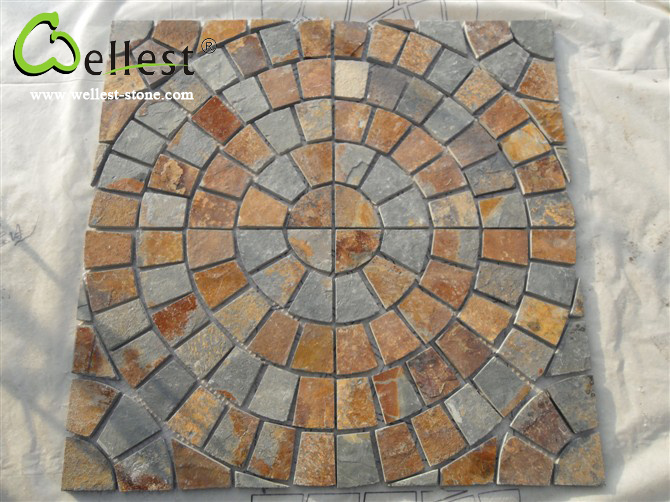 Wellest Rusty Slate Mesh Slate Paving Stone Garden/Patio Paving Mesh Stone