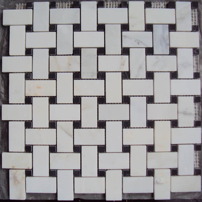 White Mosaic Natural Stone Marble Glass Mosaic