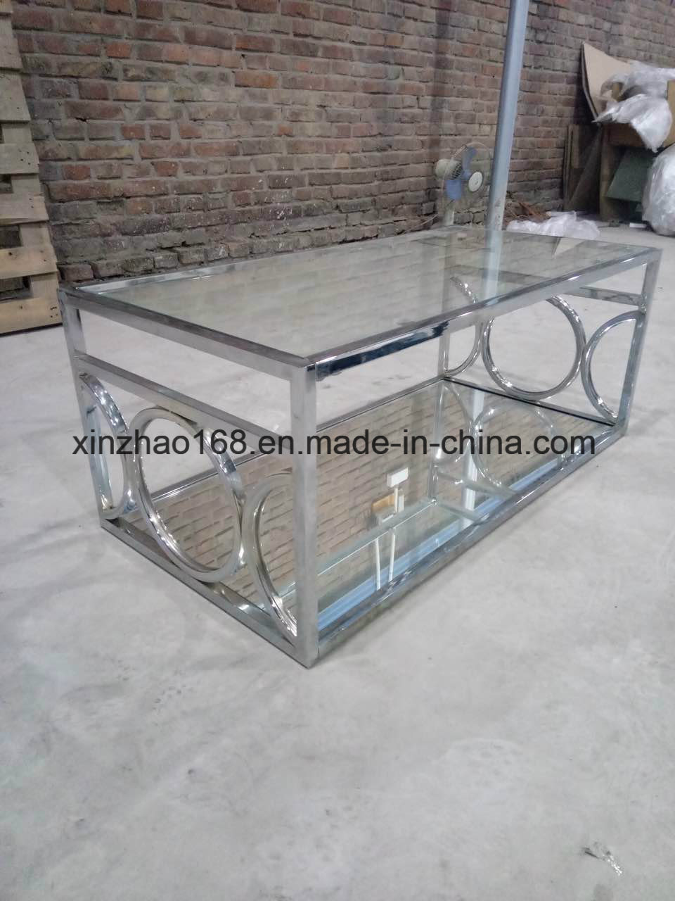 Xz-282 Gold Stainless Steel Legs Tempered Glass Coffee Table
