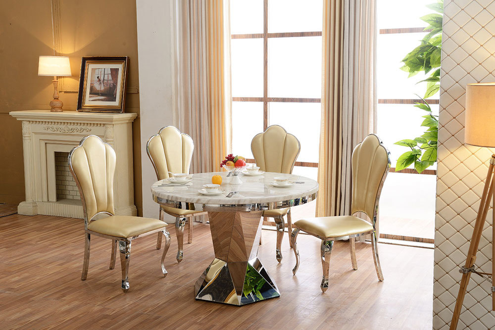 Modern Round Stainless Steel Dining Table