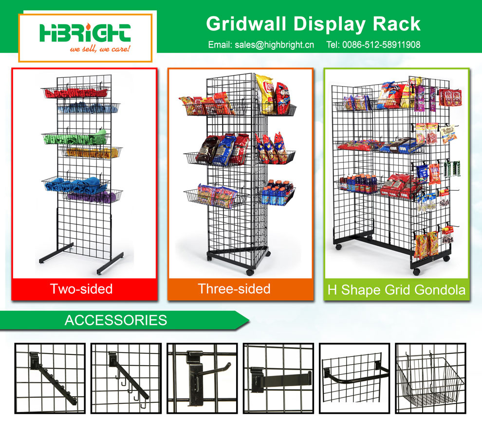 Metal Gridwall Grocery Display Stand