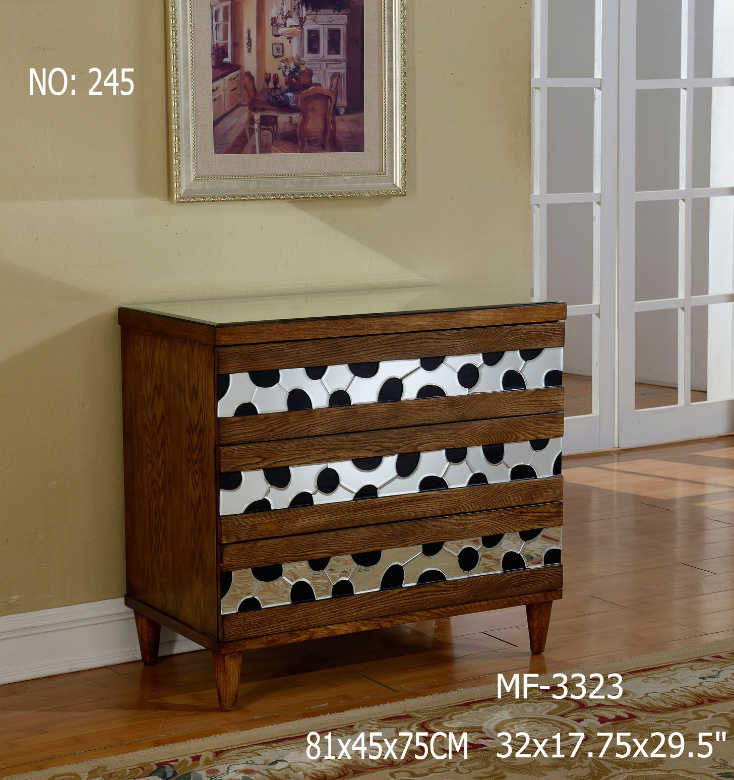 Dark Timber Wood Color 3 Drawer Cabinet