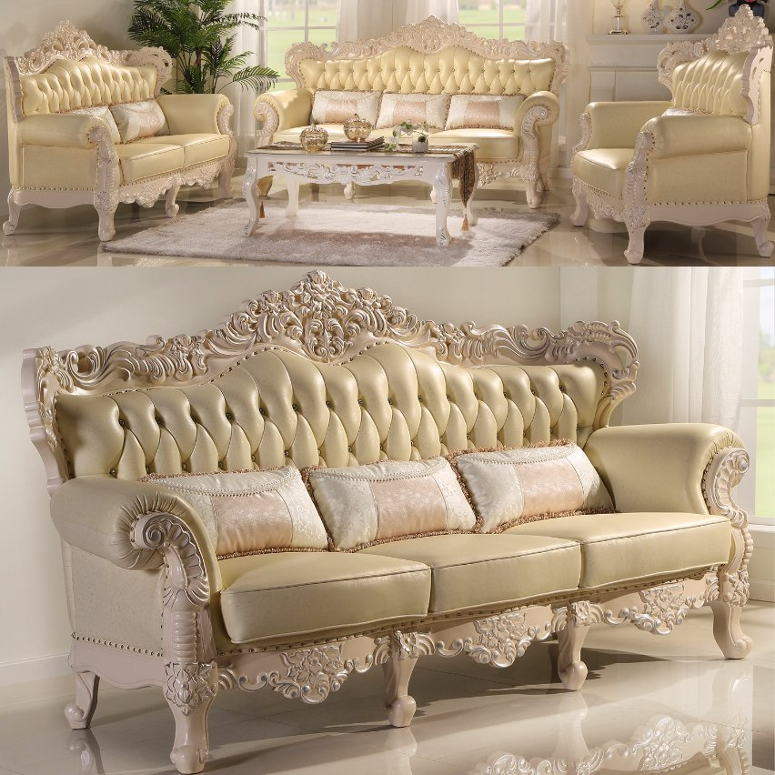 Classic Leather Sofa Couch for Living Room Furniture (512A)