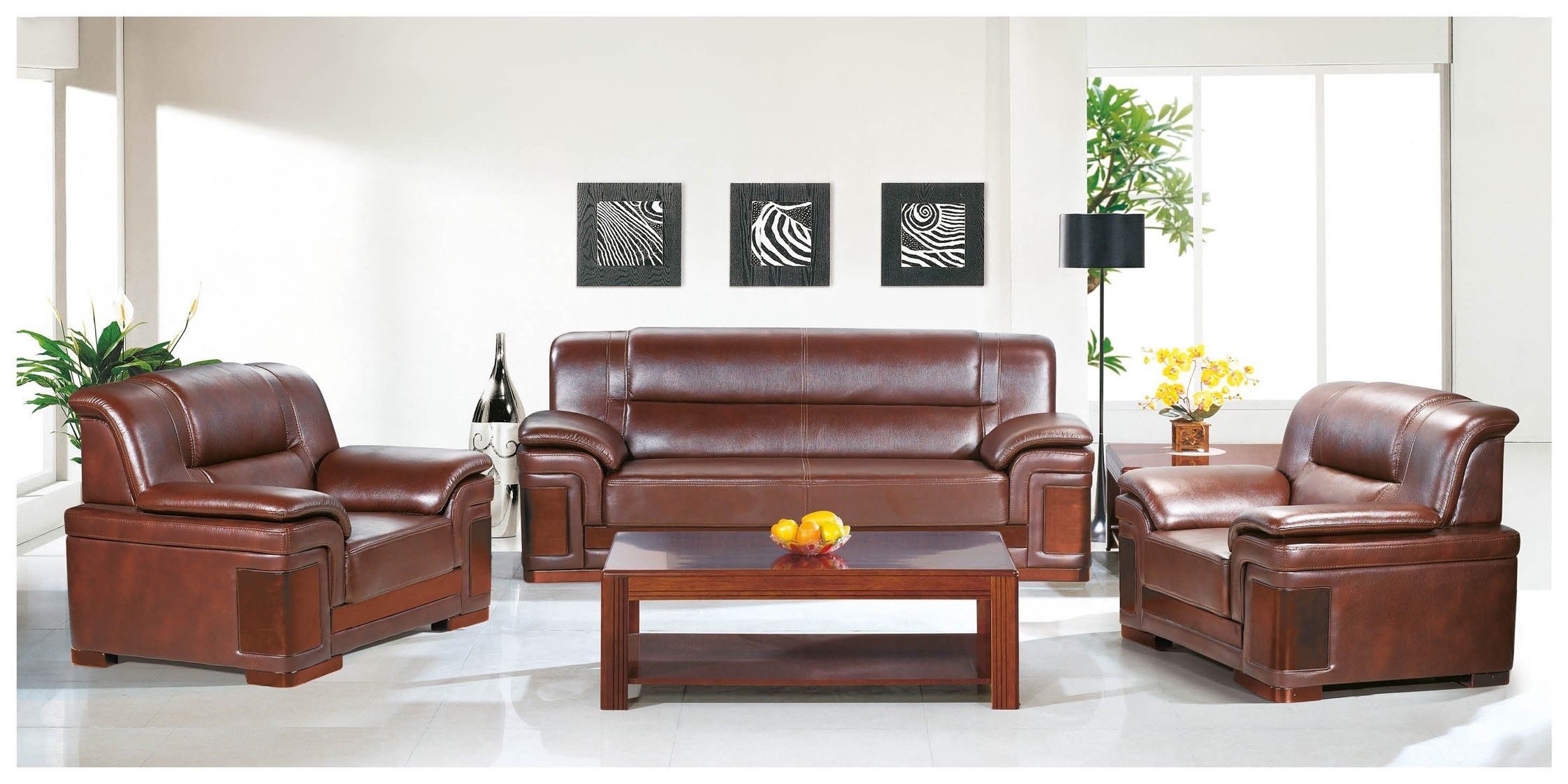 Large Comfortable Lounge Wooden Office Solid Wood Guest Sofa