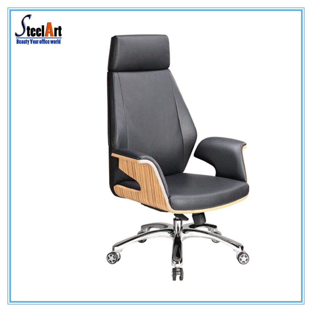 Luxury Design Wooden Frame Office Leather Chair