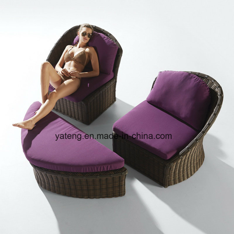 New Design Comfortable Outdoor Garden Furniture Daybed & Lounge Sofa with Ottoman (YT895)