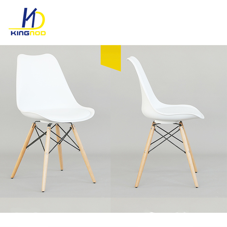 Saarinen Upholstered Soft Cushion Tulep Side Plastic Dining Chair with Wood Leg
