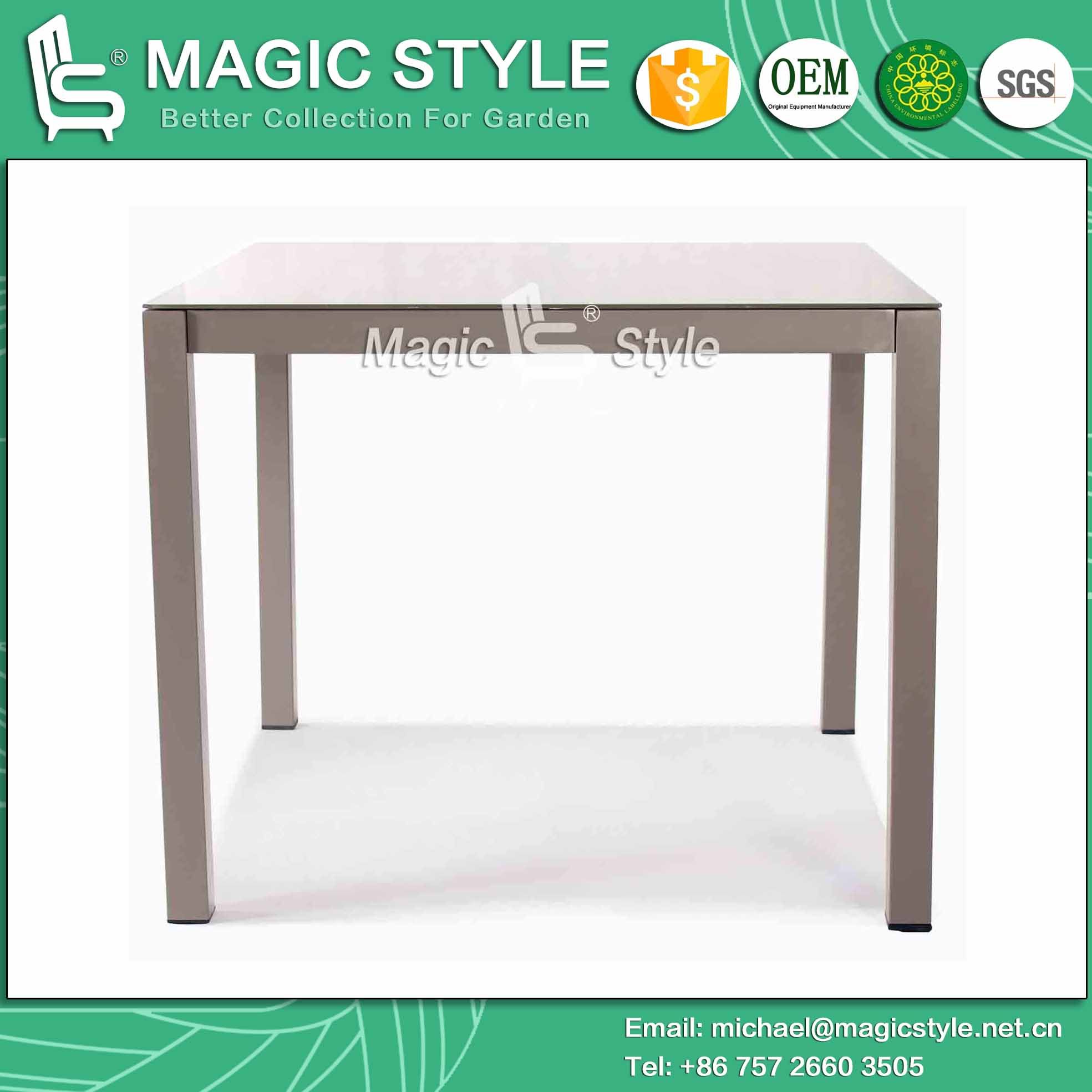 Four Colors Outdoor Aluminum Table with Glass Garden Dining Table