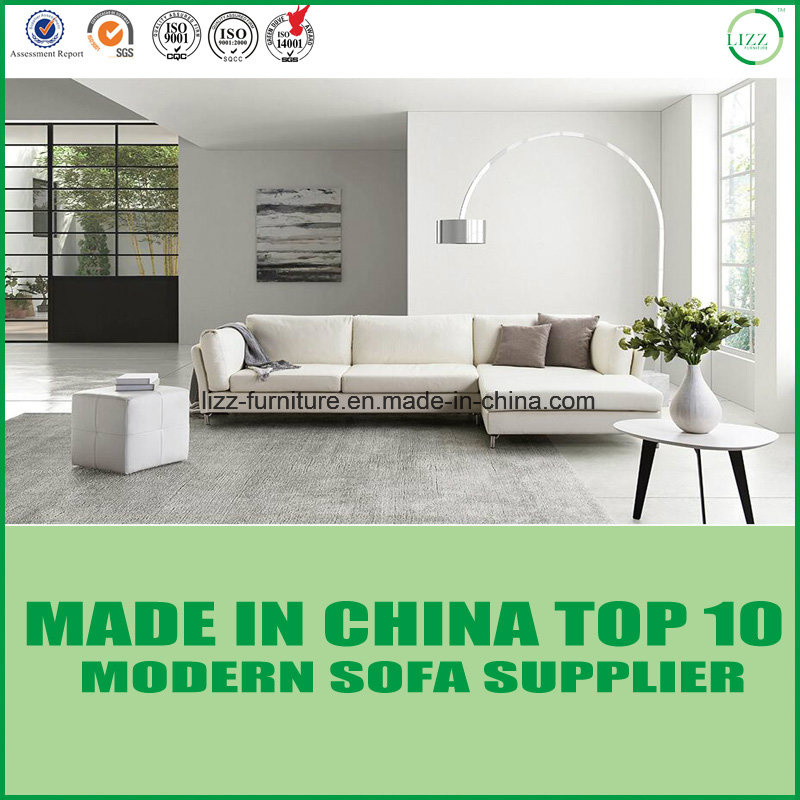 White Color Modern L Shape Leather Soft Sofa Bed