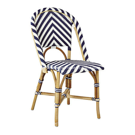 Chevron Paris Aluminium Rattan Outdoor Parisian Cafe Side Chair