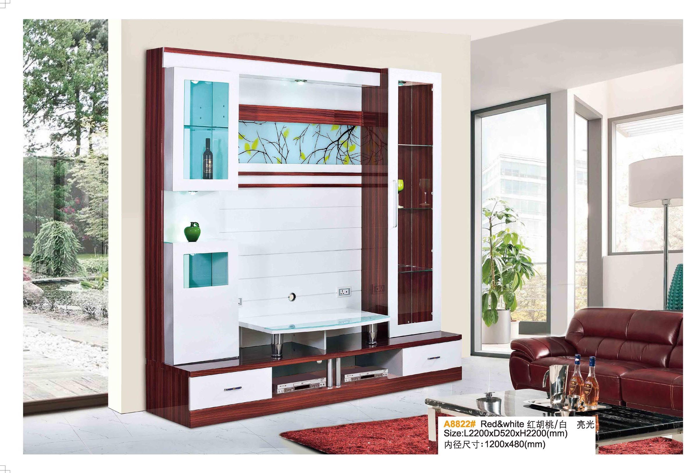 Modern Corner TV Wood Stand with Glass Shelves