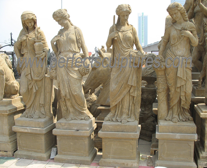 Carving Antique Garden Stone Statue with Four Season Sculpture (SY-X1703)