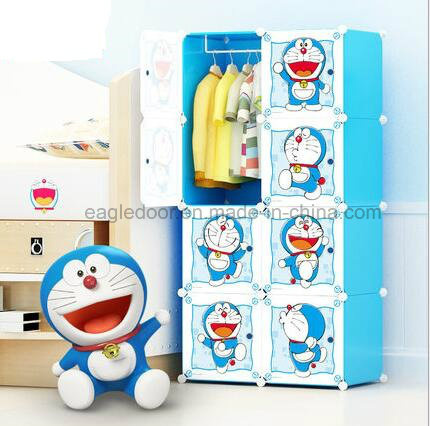 Living Room Wardrobe Cabinet Sale, Plastic Wardrobe with Clothes Hanger Pole, Cheap Folding PP Panel DIY Bedroom Wardrobes (EP-10)