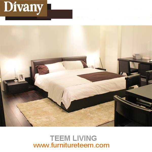 Soild Wood Frame Fabric Leather Bed