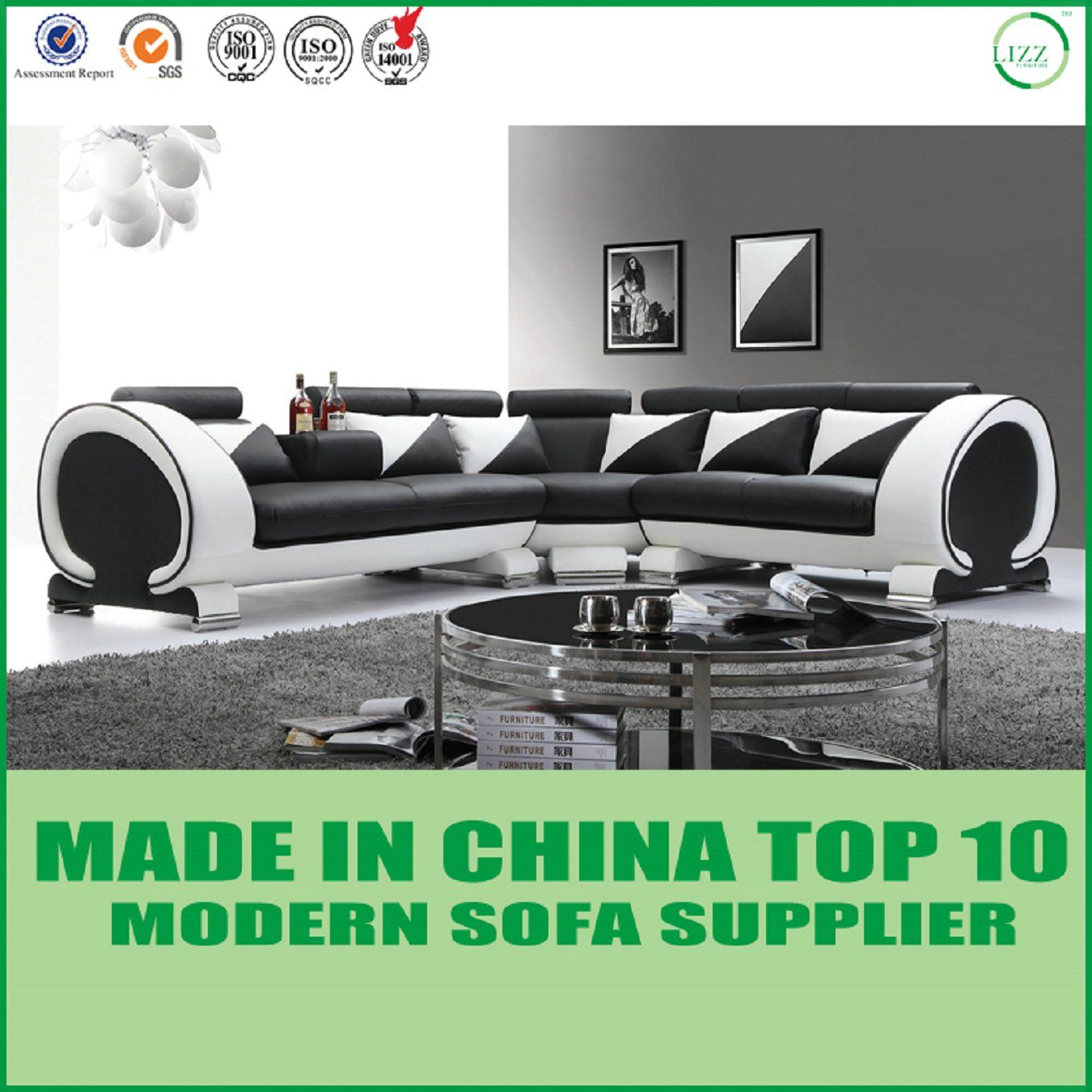 Contemporary Living Room Stylish Genuine Leather Sofa