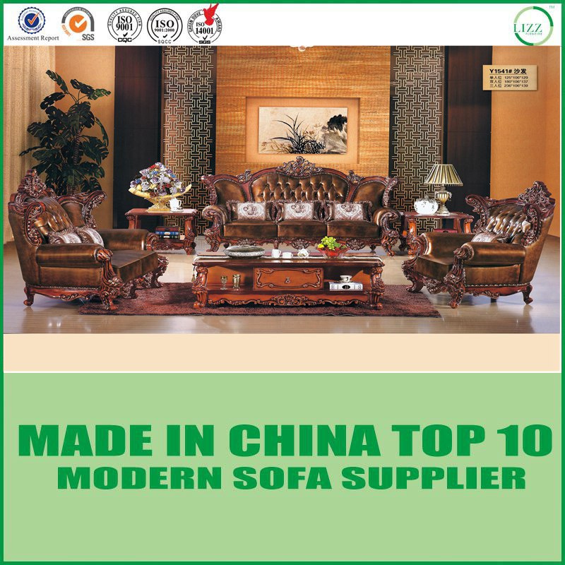 Traditional Custom Leather Living Room European Sectional Sofa