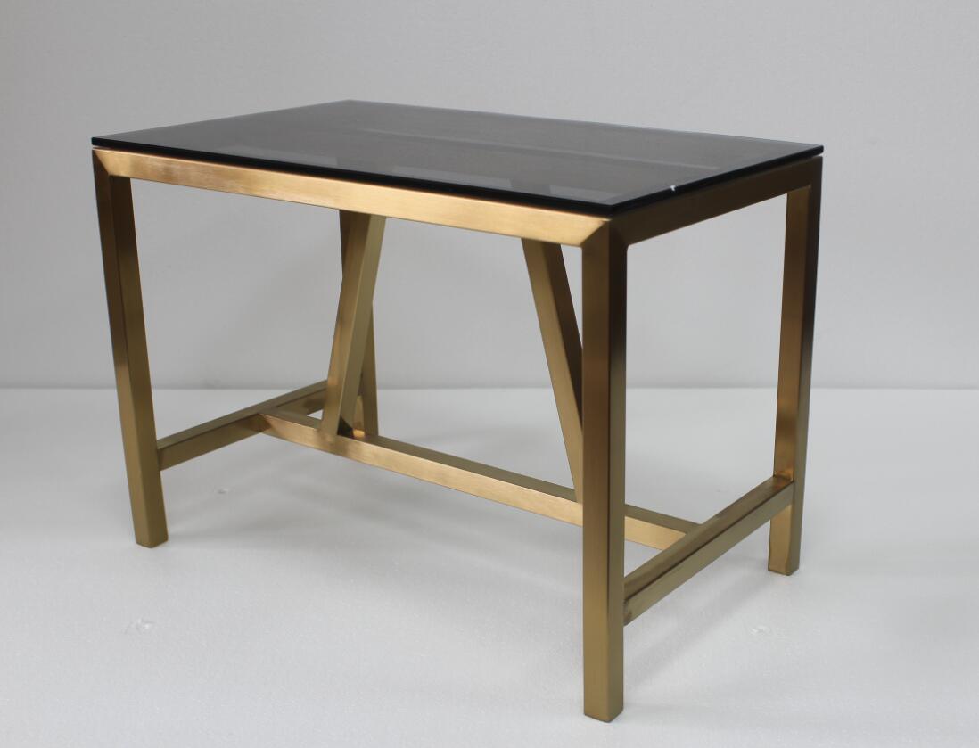 Gold Metal with Tempered Glass Top Side Table Corner Table Coffee Table