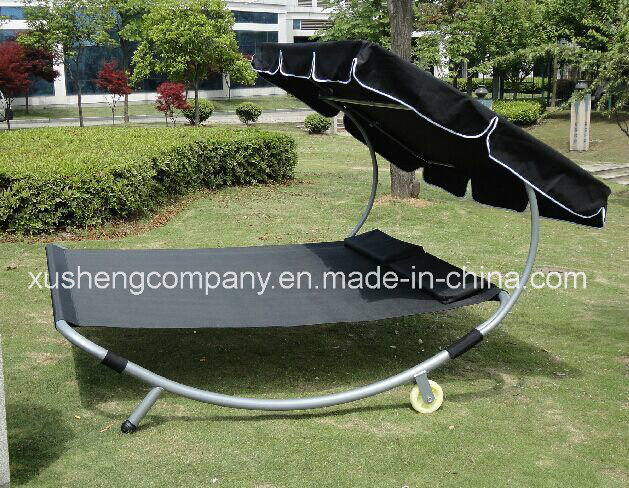 Sunshade Steel Frame Double Hammock Chair with Universal Wheel