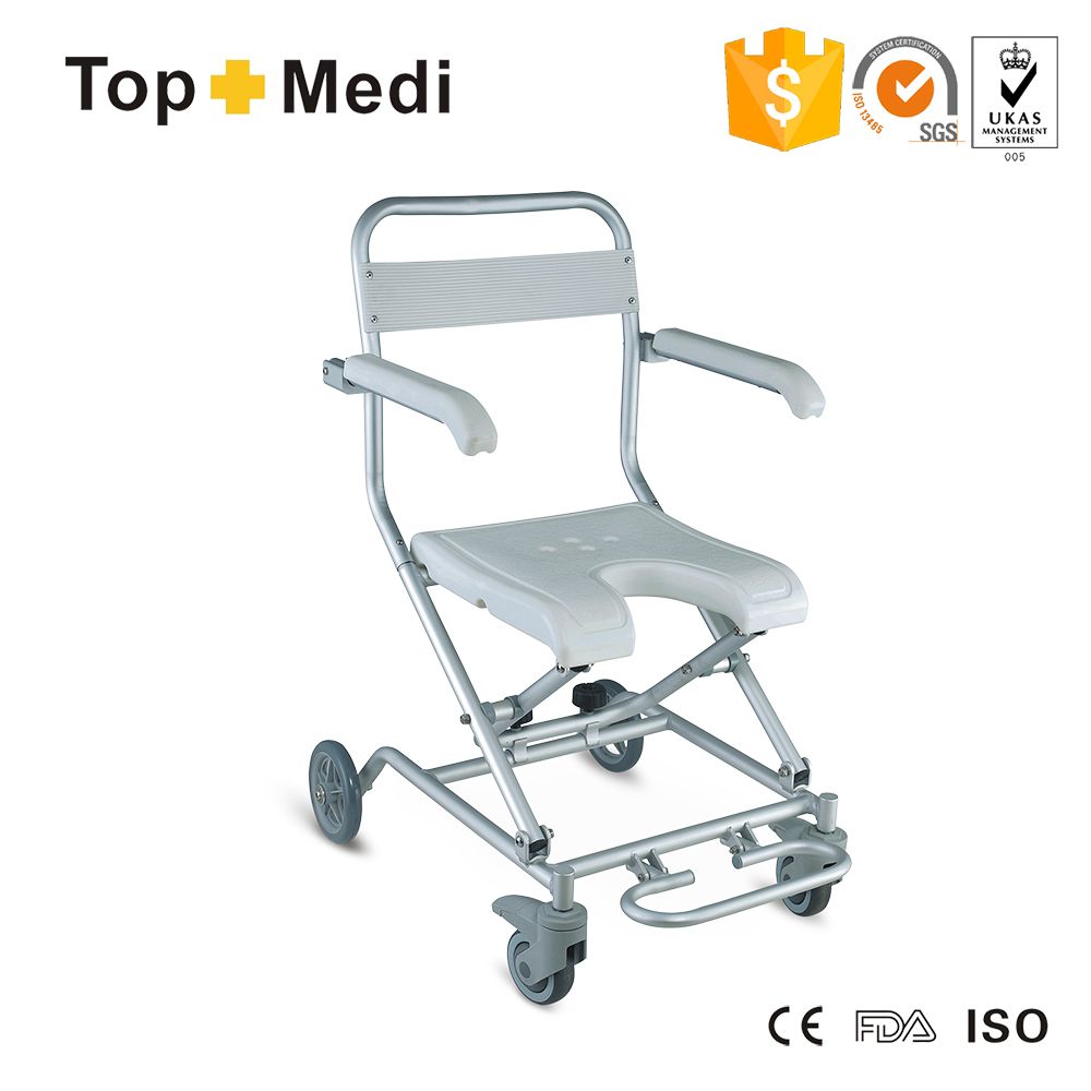 Small Size U Shape Seat Disabled Bath Shower Chair with Wheels for Handicapped Elderly