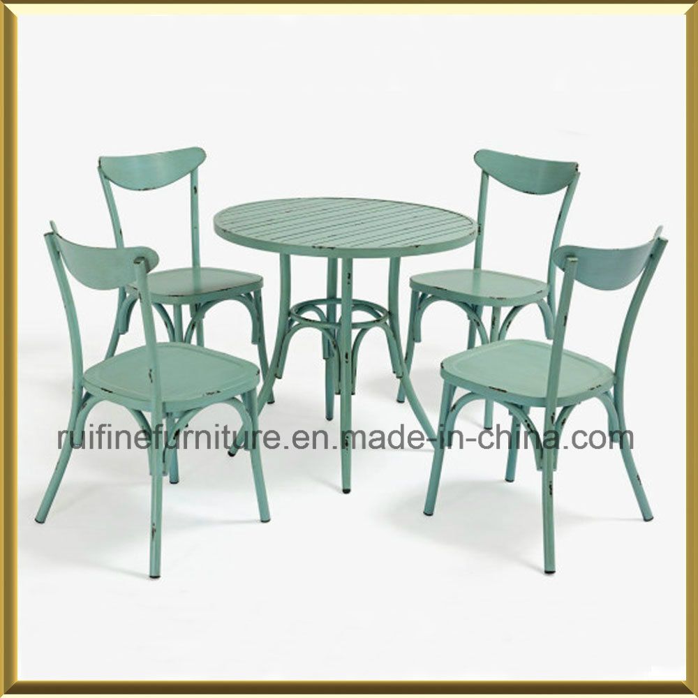 Antique Vintage Lack Blue Cross Back Chair for Dining Restaurant