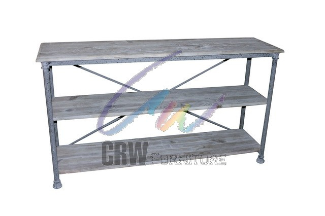 Metal Frame Pine Console Table