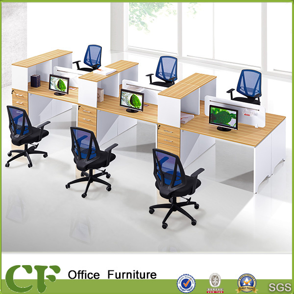 Wooden Economic 6 Seats Office Workstation with Bookcase CF-P10338A