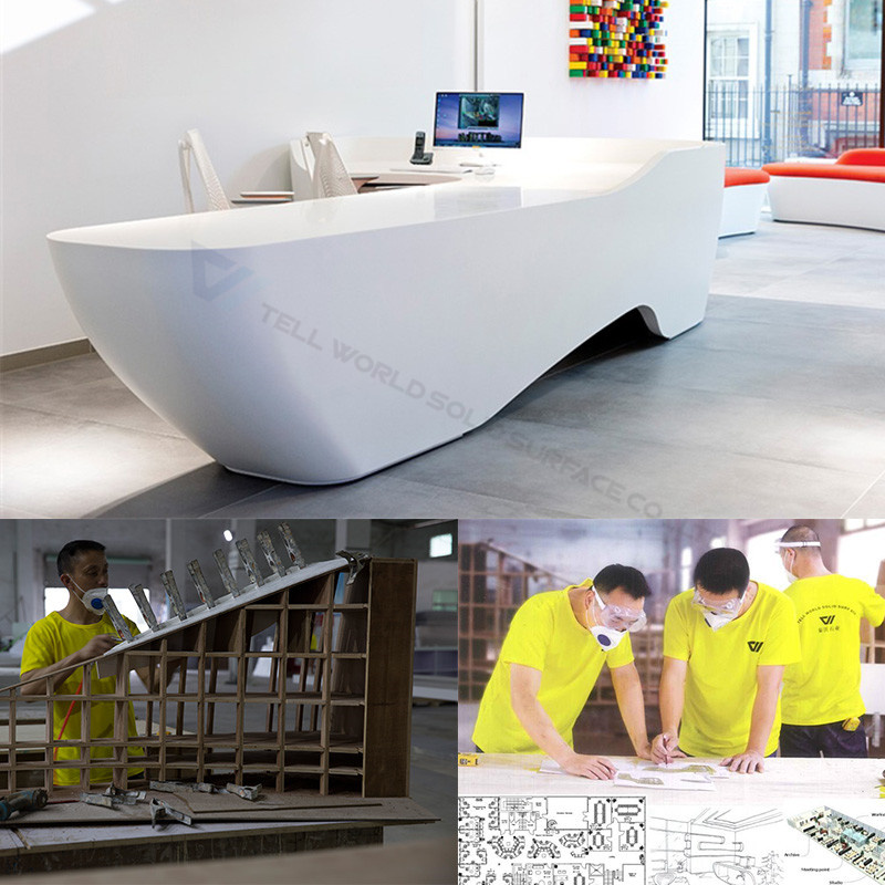 Barber Shop Fashion Design Cash Counter Black and White Salon Counter, Marble Reception Desk