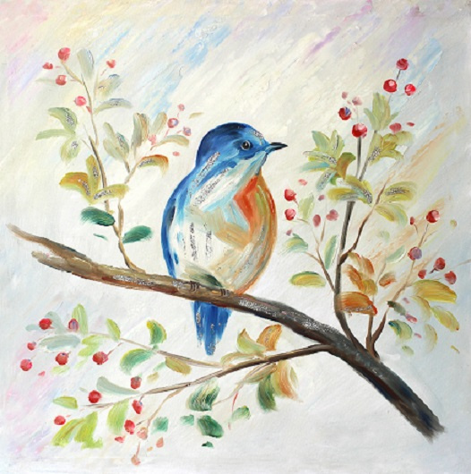 New Arrival Colorful Bird on The Tree Handmade Oil Painting for Wall Decor