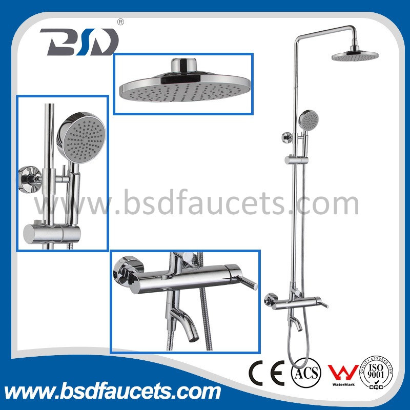 Luxury Brass Wall Mounted Chrome Bathroom Shower Rain Set 8