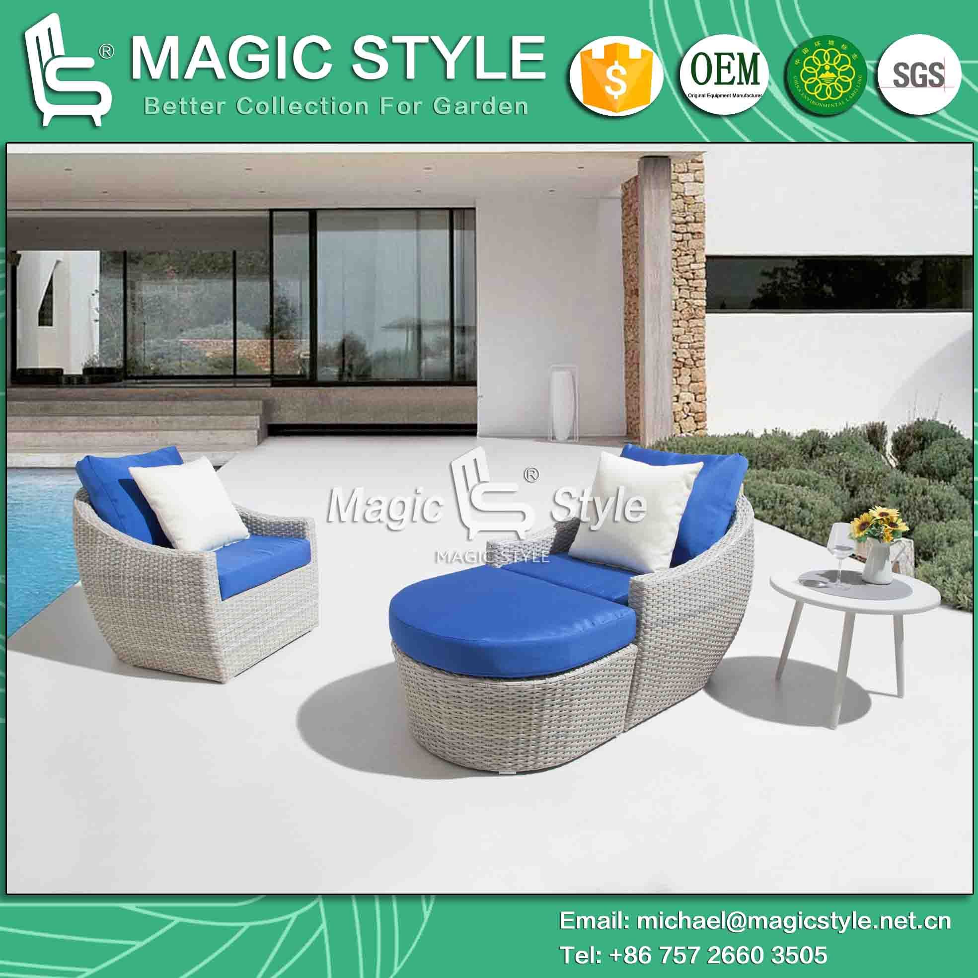 Outdoor Wicker Sofa Set with Cushion Patio Leisure Sofa Garden Wicker Sofa Rattan Single Sofa Wicker Weaving Footstool