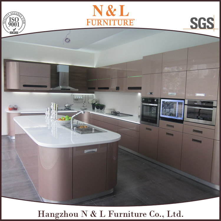 Morden High Gloss Home Furniture Wood Kitchen Cabinet with Quartz Kitchen Counter Top