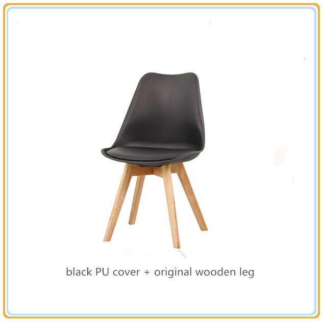 Outdoor Leisure Chairs (Black PU Cover and Original Wooden Legs)