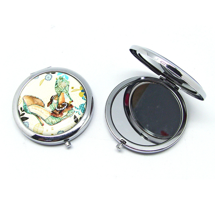 Decorating Beautiful Metal Folding Pocket Cosmetic Compact Mirror