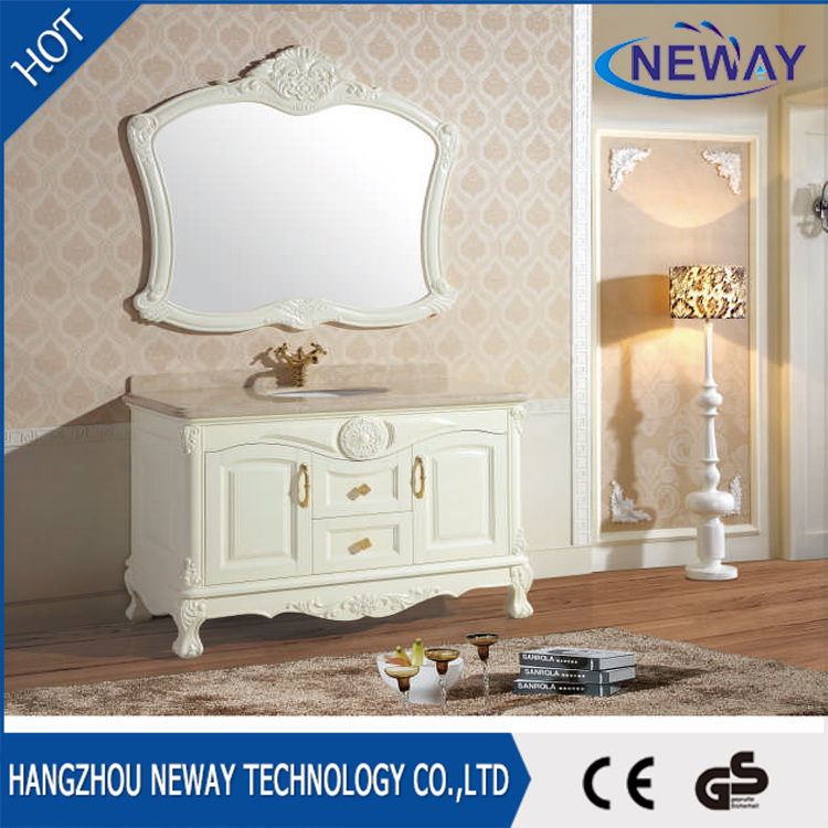 Factory Sale Wood Grain Floor Mounted Bathroom Cabinet with Sink