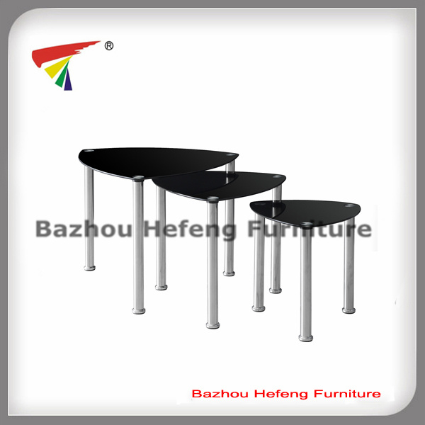 Hot Sell Cheap Chromed Glass Coffee Table Sets (CT008)