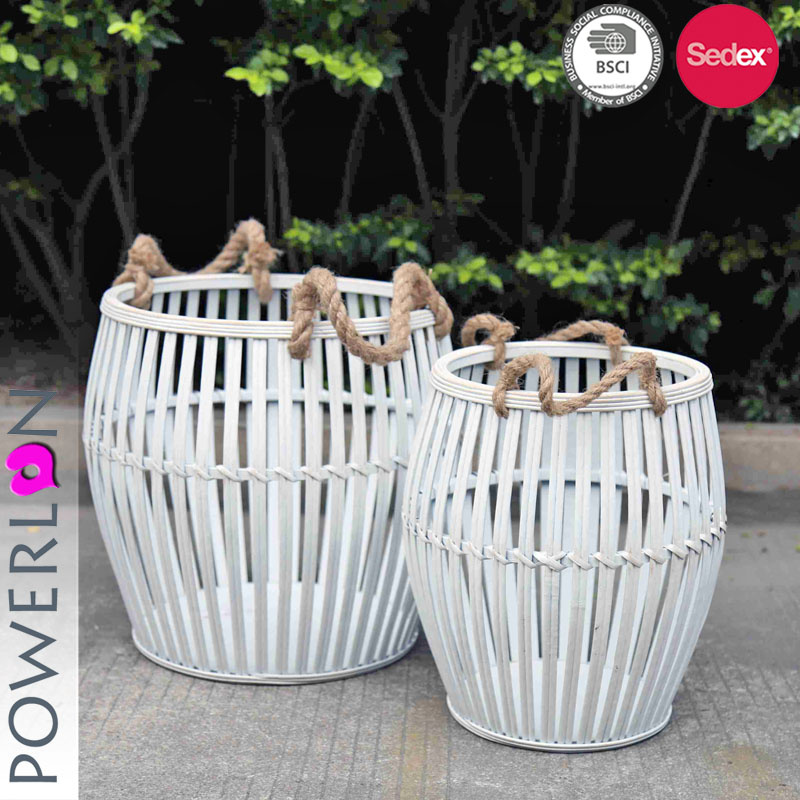 S/2 Antique Iron Clothes Storage Baskets