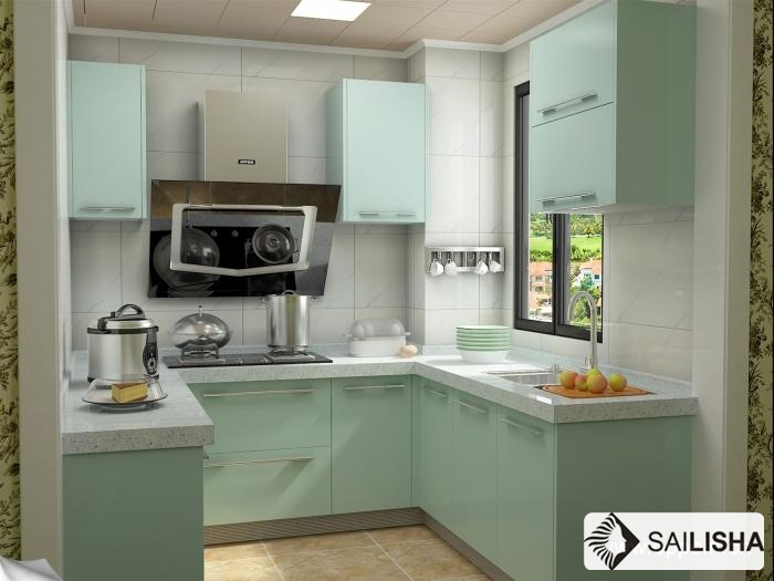 Modern Home Hotel Furniture Island U Shape Wood Kitchen Cabinet
