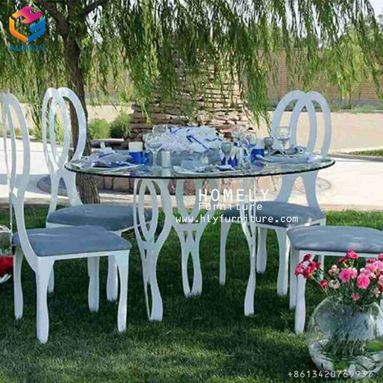 Wedding Mirror Glass Stainless Steel Dining Table Round/ Half-Moon